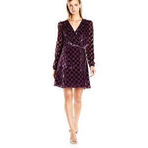 Betsey Johnson Velvet Polka Dot Print Wrap Dress